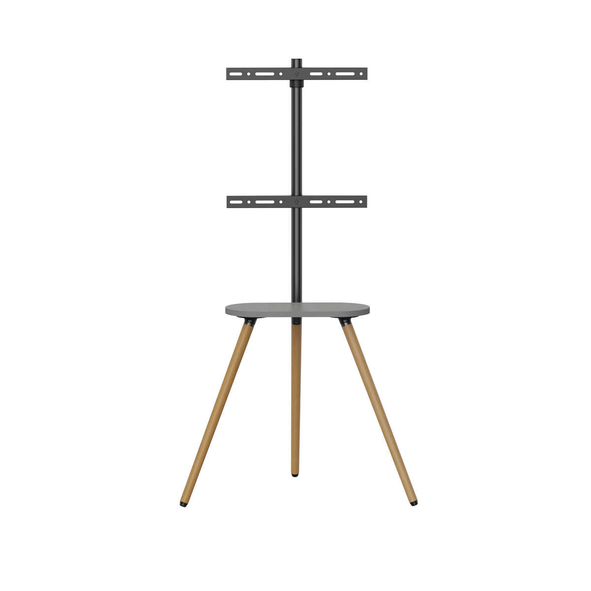 Union TV Floor Stand with Shelf & Wood Legs (43"-65")