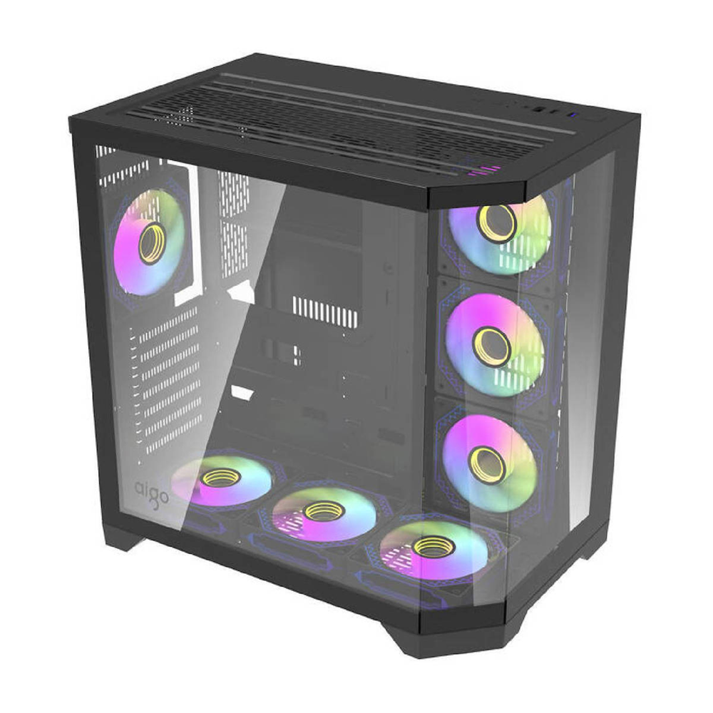 Aigo FT418 Pro Case - Black (With 7 x ARGB Fans Included)