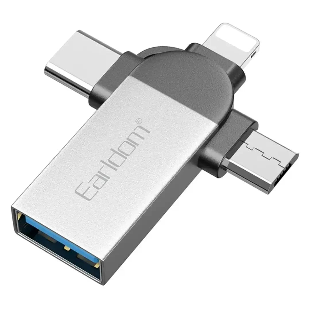 Earldom ET-OT93 3-in-1 USB 3.0 Adapter - Lightning / Type-C / Micro / Silver/Black
