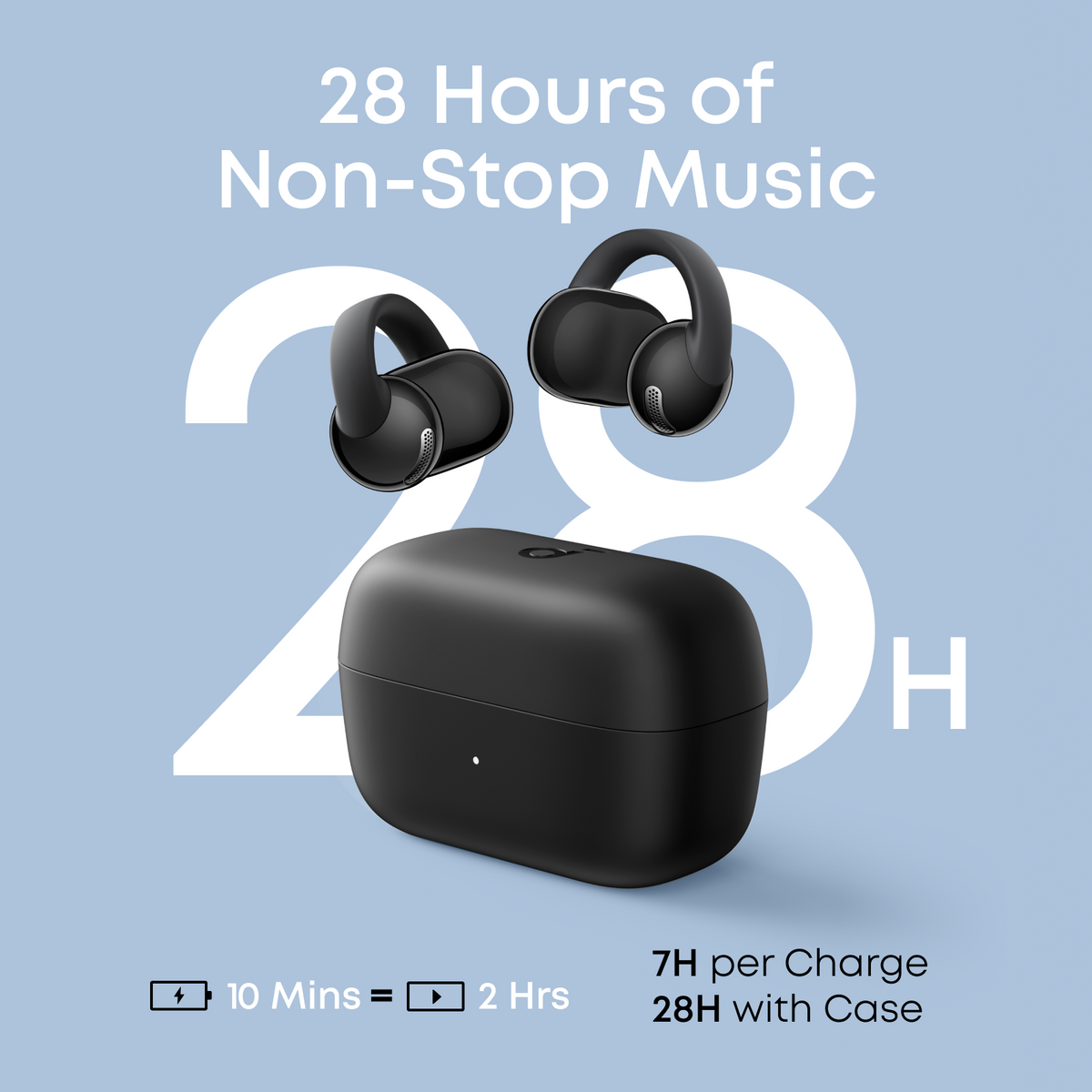 Anker Soundcore C50i Comfortable Clip-On Earbuds with Powerful Bass - Black
