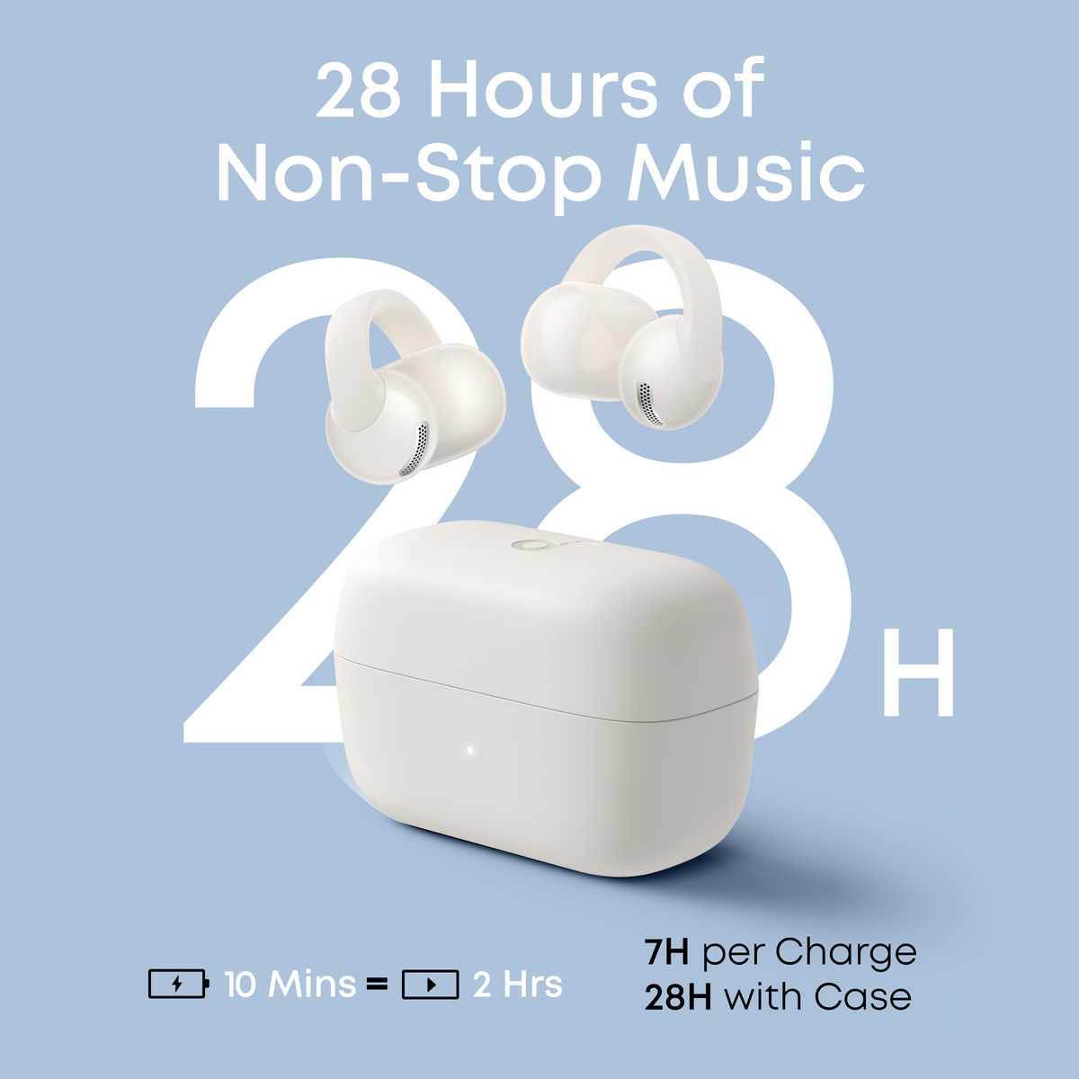 Anker Soundcore C50i Comfortable Clip-On Earbuds with Powerful Bass - White