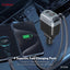 Earldom 2-in-1 Retractable Car Charger With Cable - 65W / USB-C / USB-A / Black