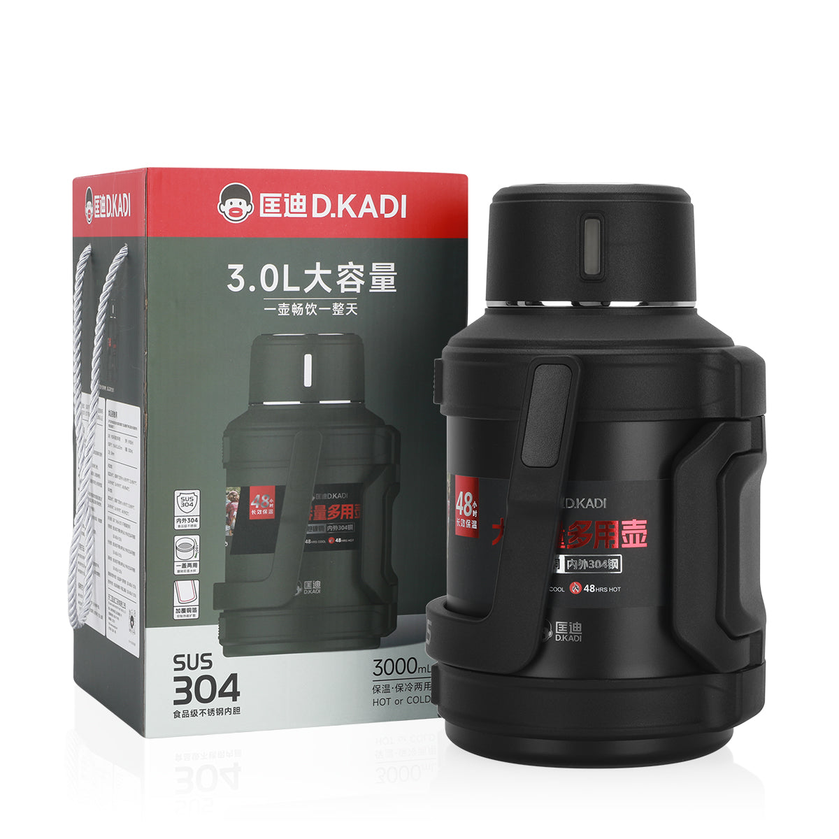 D.kadi KD9058 Vacuum Bottle / 3L - Black