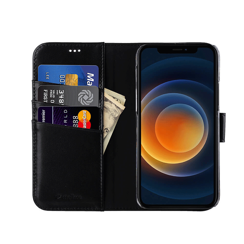 Melkco Wallet Leather Book Case - Apple iPhone 12 Pro Max / Black Accessories > Mobiles & Tablets > Mobiles > Covers &