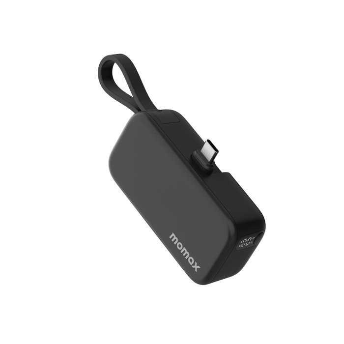 MOMAX 3-in-1 Mini Power Bank - 5000mAh / 20W / USB-C / Black