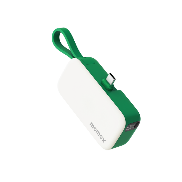 MOMAX 3-in-1 Mini Power Bank - 5000mAh / 20W / USB-C / Green