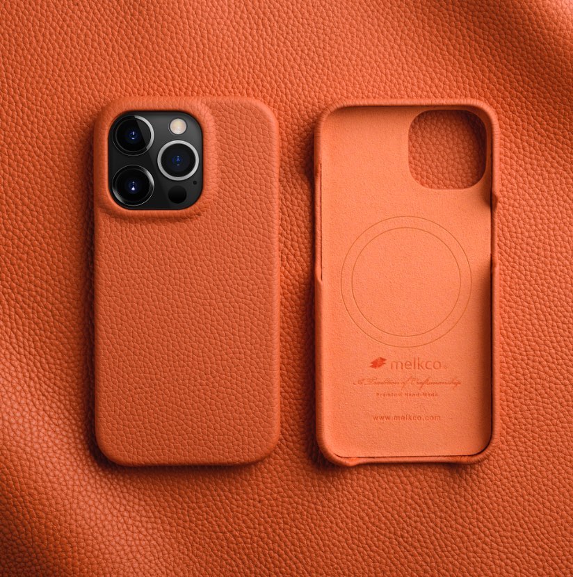 Melkco Back Snap Series Leather Regal Case - Apple iPhone 14 Pro Max / Orange Accessories > Mobiles & Tablets > Mobiles