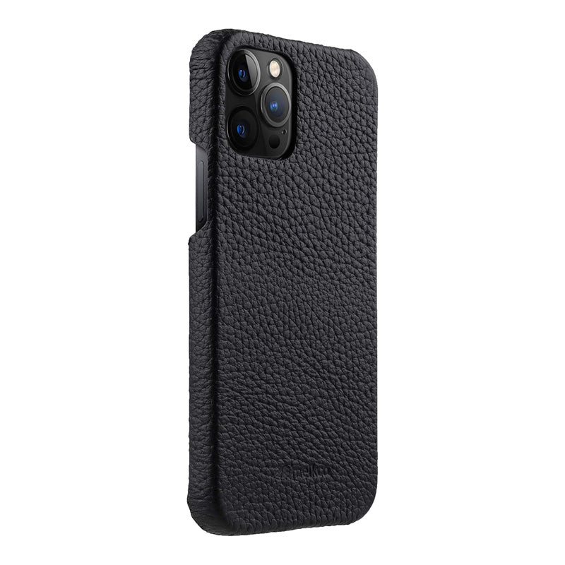Melkco Back Snap Series Lai Chee Pattern Premium Leather Snap Cover Case - Apple iPhone 12 Pro Max / Black Accessories