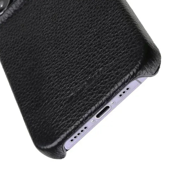 Melkco Back Snap Series Lai Chee Pattern Premium Leather Snap Cover Case - Apple iPhone 12 Pro Max / Black Accessories