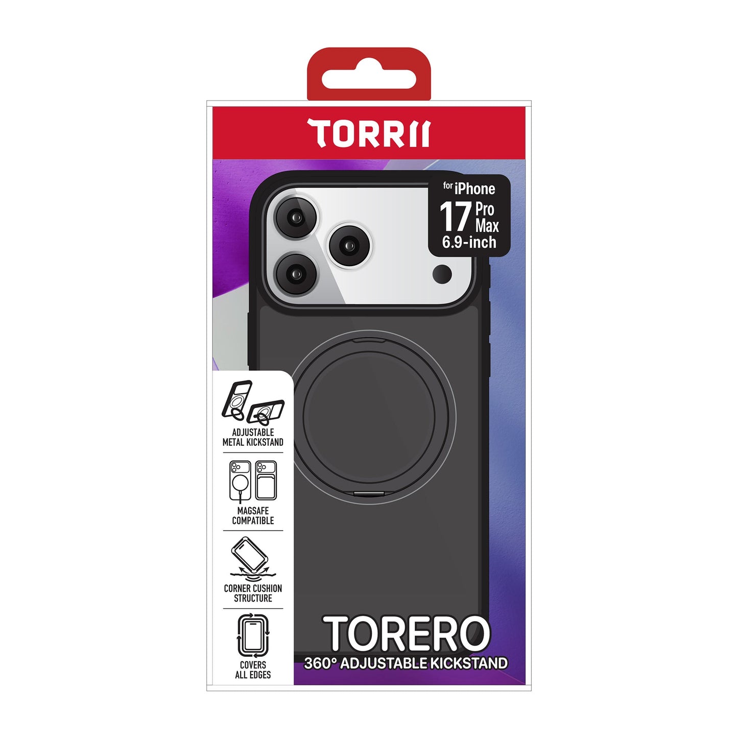 Torrii TORERO MagSafe Stand Case for Apple iPhone 17 Pro Max (6.9”) - Black