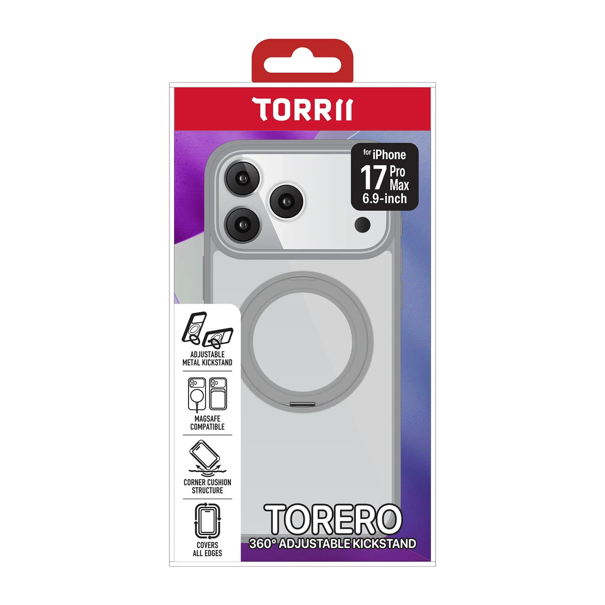 Torrii TORERO MagSafe Stand Case for Apple iPhone 17 Pro Max (6.9”) - Gray