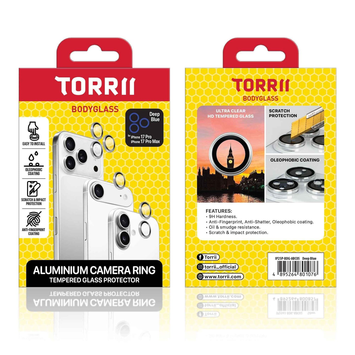 Torrii BODYGLASS Aluminium Camera Ring for Apple iPhone 17 Pro / iPhone 17 Pro Max - Cosmic Orange
