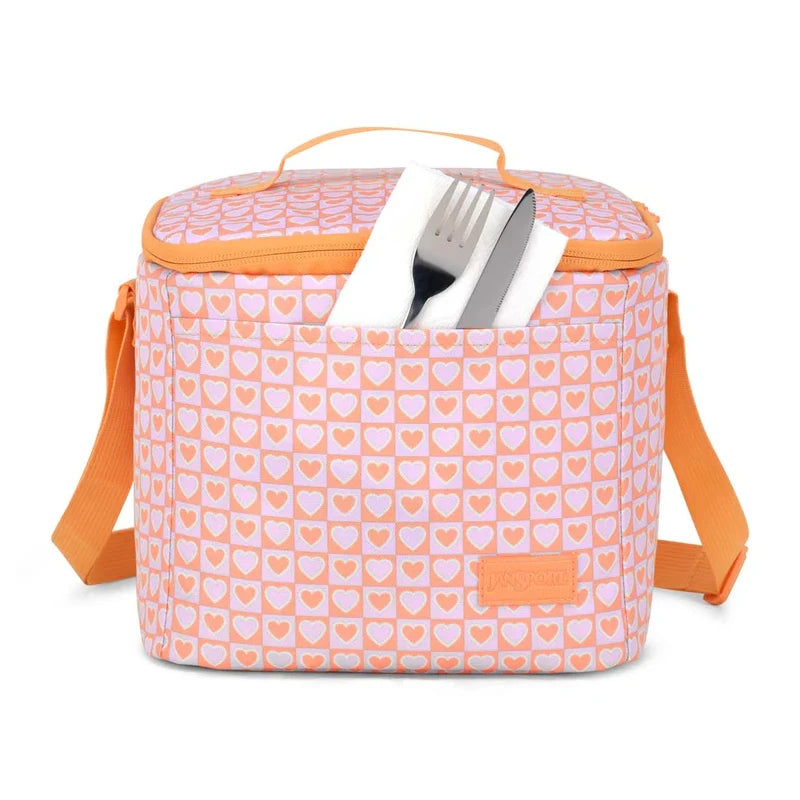Jansport Super Snack Food Box Bag - Hyped Hearts Pink