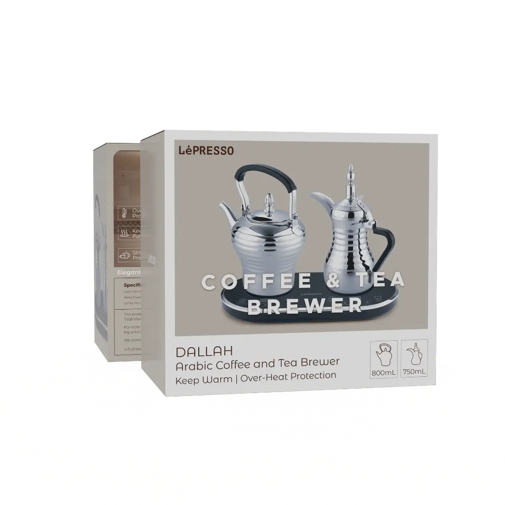 LePresso Dallah Arabic Coffee & Tea  Programmed For Optimal Brewing - Slver Color