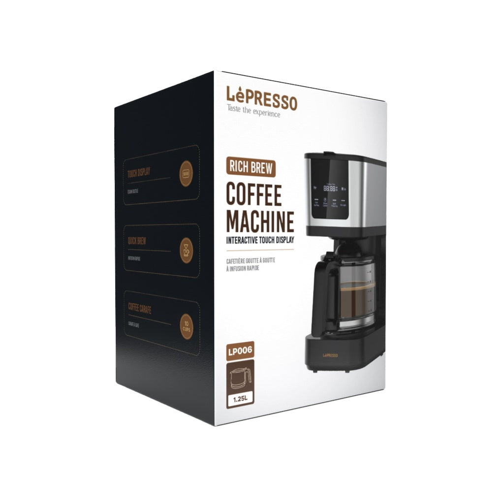 LePresso Rich Brew Coffee Machine Interactive Touch Display - Black Color