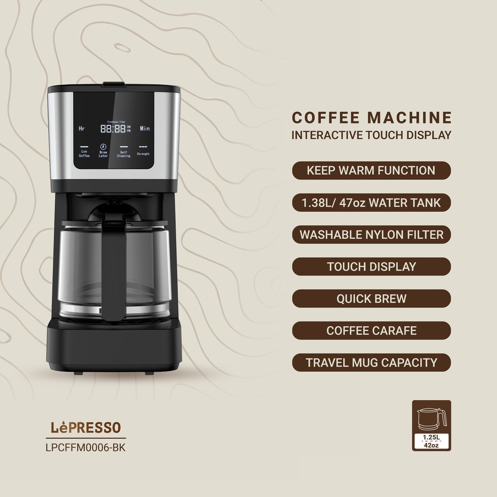 LePresso Rich Brew Coffee Machine Interactive Touch Display - Black Color
