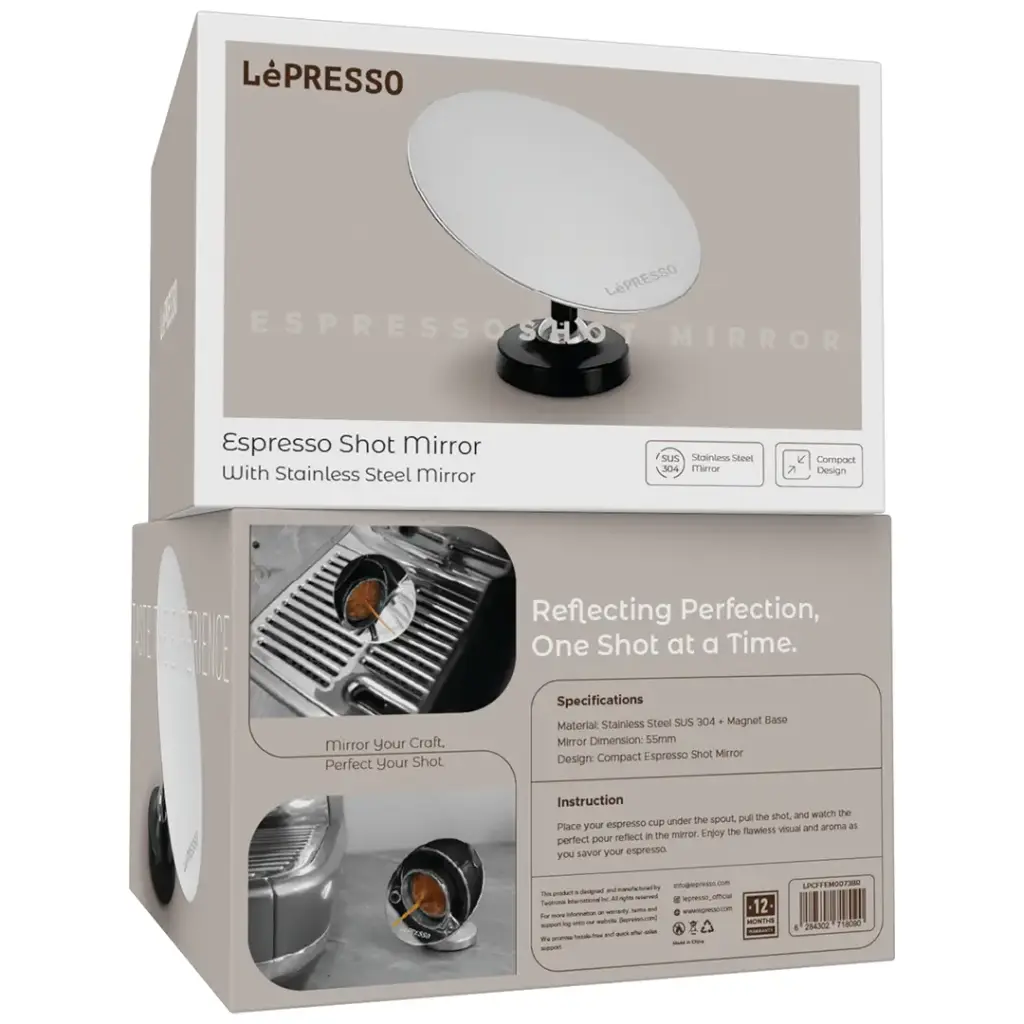 Lepresso Espresso Shot Mirror With Stainless Steel Mirror - Black Color