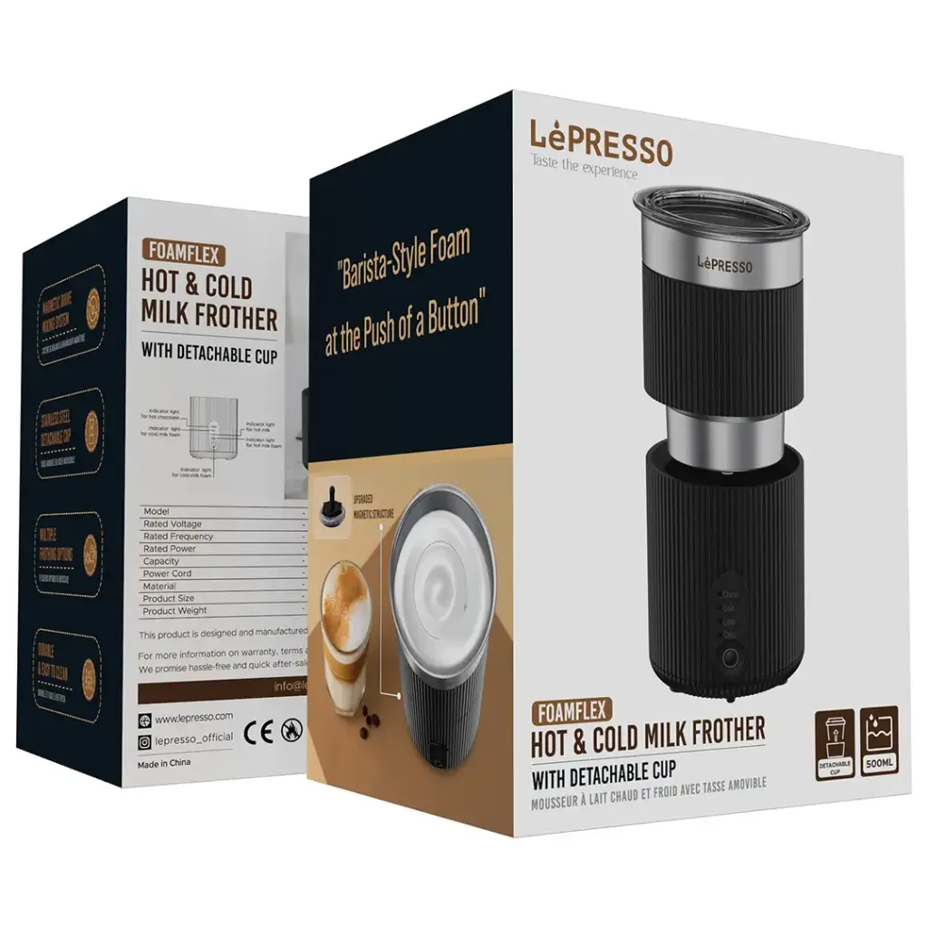 LePresso Foamflex Hot & Cold Milk Frother - Black Color