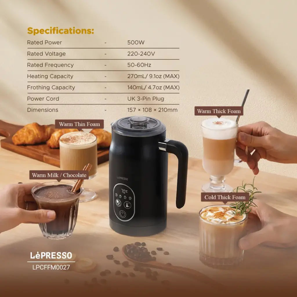 LePresso Four Froth Milk Frother - Black Color
