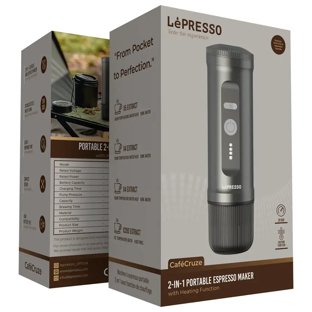 LePresso Portable 2-IN-1 Espresso Maker - Gray Color