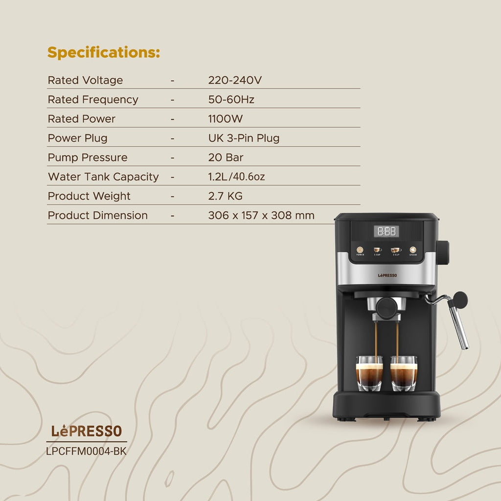 Lepresso Suprema Espresso Machine - Black Color