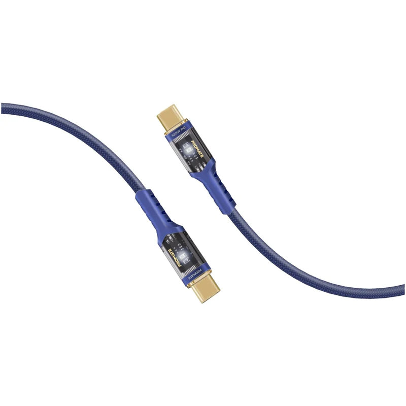 PROMATE LucidLine-CC120 High Tensile Power Delivery Charge Cable - 1.2 Meter / 480Mbps / USB-C / Navy