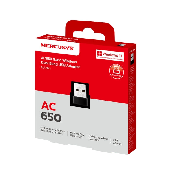 Mercusys MA20N - AC650 Nano Wireless Dual Band USB Adapter