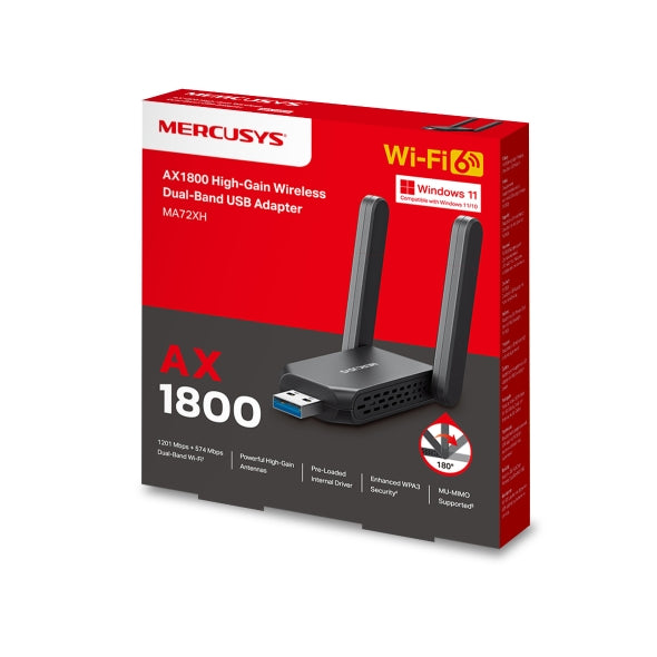 محول واي فاي USB ميركوسيس MA72XH، AX1800، ثنائي النطاق، كسب عالي