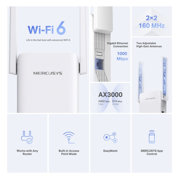Mercusys ME80X - AX3000 Wi-Fi 6 Range Extender