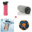 Bundle Offer - Scosche MagicMount Flask 650 ml Stainless Steel Insulated Water Bottle - Pink + Ice Towel (Sleeve Packaging) - Gray +  Seawag Mela Universal SmartPhone WaterProof Case - Black + Waboba Classic Soccer ball - Sport line