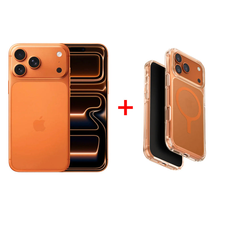 Bundle Offer - Apple iPhone 17 Pro Max - 512GB / Cosmic Orange / 5G / 6.9" / Middle East Version + Uniq Hybrid Lifepro Xtreme Magsafe Case for Apple iPhone 17 Pro Max - Frost Clear/Volt Orange