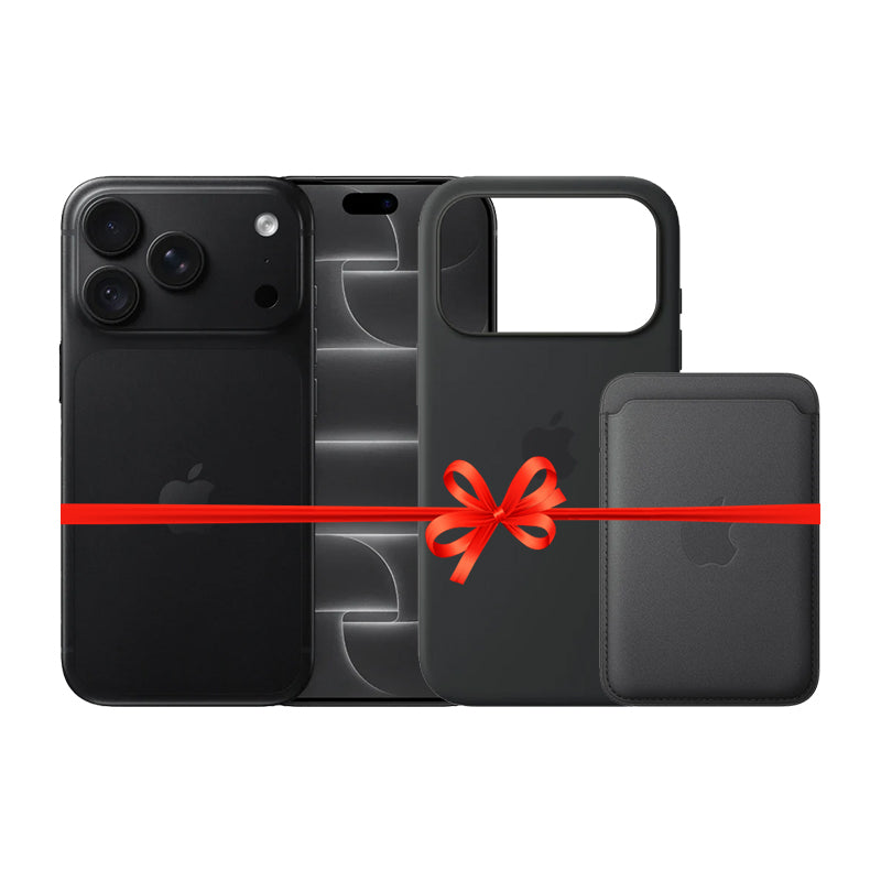 Apple iPhone 18 Pro - 256GB / Black / 5G / 6.3" / Middle East Version + Apple iPhone 18 Pro Silicone MagSafe Case - Black + Apple iPhone FineWoven MagSafe Wallet - Black - Bundle Offer