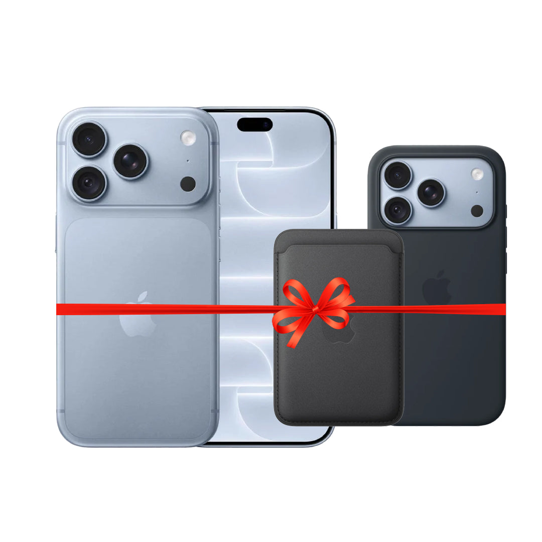 Apple iPhone 18 Pro - 256GB / Glacier / 5G / 6.3" / Middle East Version + Apple iPhone 18 Pro Silicone MagSafe Case - Navy Blue + Apple iPhone FineWoven MagSafe Wallet - Black - Bundle Offer