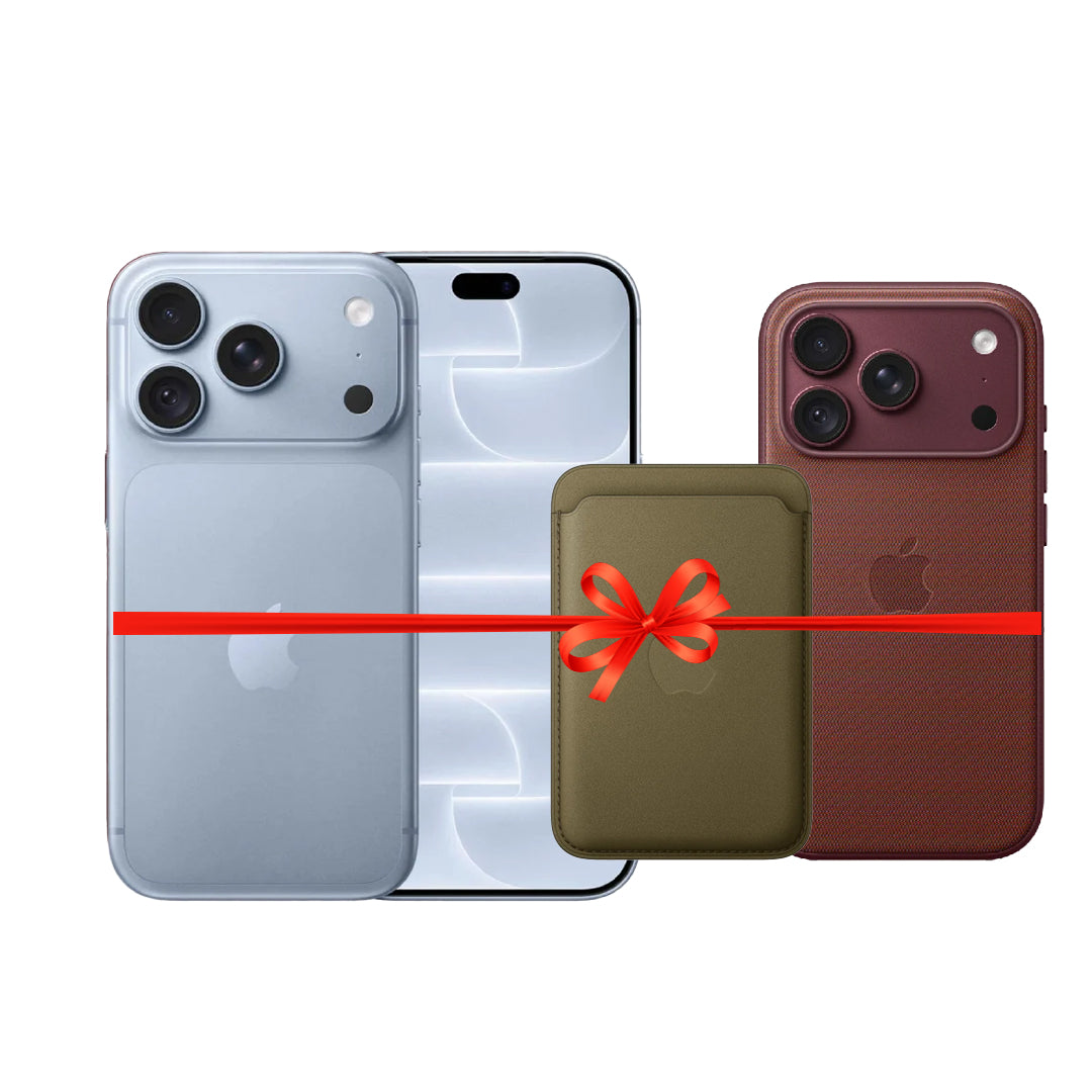 Apple iPhone 18 Pro - 1TB / Glacier / 5G / 6.3" / Middle East Version + Apple iPhone 18 Pro TechWoven MagSafe Case - Burgundy + Apple iPhone FineWoven MagSafe Wallet - Dark Olive - Bundle Offer