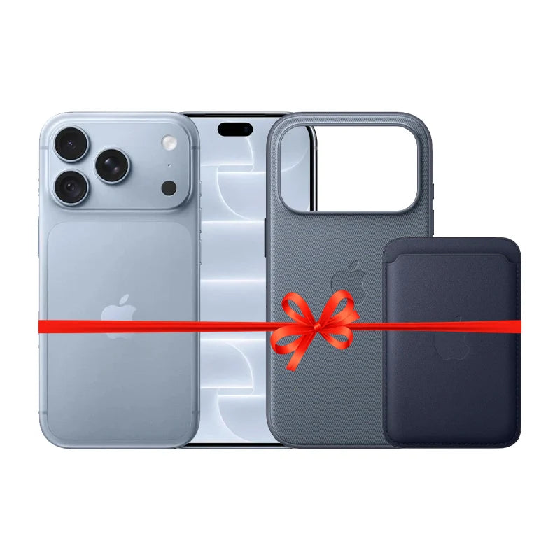 Apple iPhone 18 Pro - 256GB / Glacier / 5G / 6.3" / Middle East Version + Apple iPhone 18 Pro TechWoven MagSafe Case - Chambray Blue + Apple iPhone FineWoven MagSafe Wallet - Navy - Bundle Offer