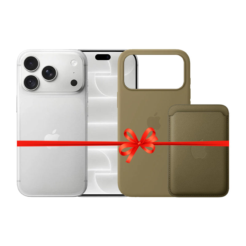 Apple iPhone 18 Pro Max - 256GB / Silver / 5G / 6.9" / Middle East Version + Apple iPhone 18 Pro Max Silicone MagSafe Case - Olive + Apple iPhone FineWoven MagSafe Wallet - Dark Olive - Bundle Offer