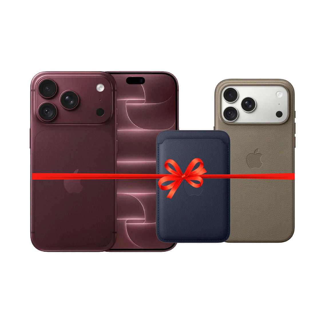 Apple iPhone 18 Pro Max - 256GB / Burgundy / 5G / 6.9" / Middle East Version + Apple iPhone 18 Pro Max TechWoven MagSafe Case - Taupe + Apple iPhone FineWoven MagSafe Wallet - Navy - Bundle Offer