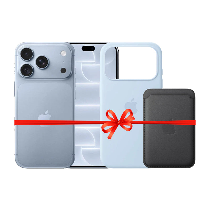 Apple iPhone 18 Pro Max - 512GB / Glacier / 5G / 6.9" / Middle East Version + Apple iPhone 18 Pro Max Silicone MagSafe Case - Crisp Blue + Apple iPhone FineWoven MagSafe Wallet - Black - Bundle Offer