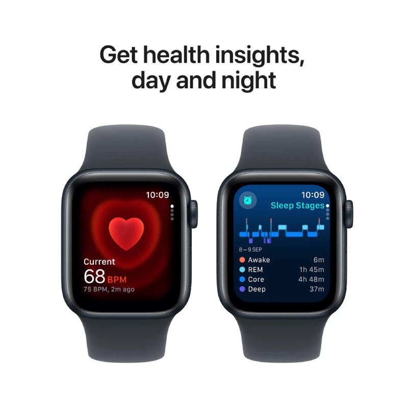 Apple Watch SE (2nd Gen) with Sport Band - LTPO OLED / 44mm / Medium/Large / Bluetooth / Wi-Fi / Midnight Smart Watches