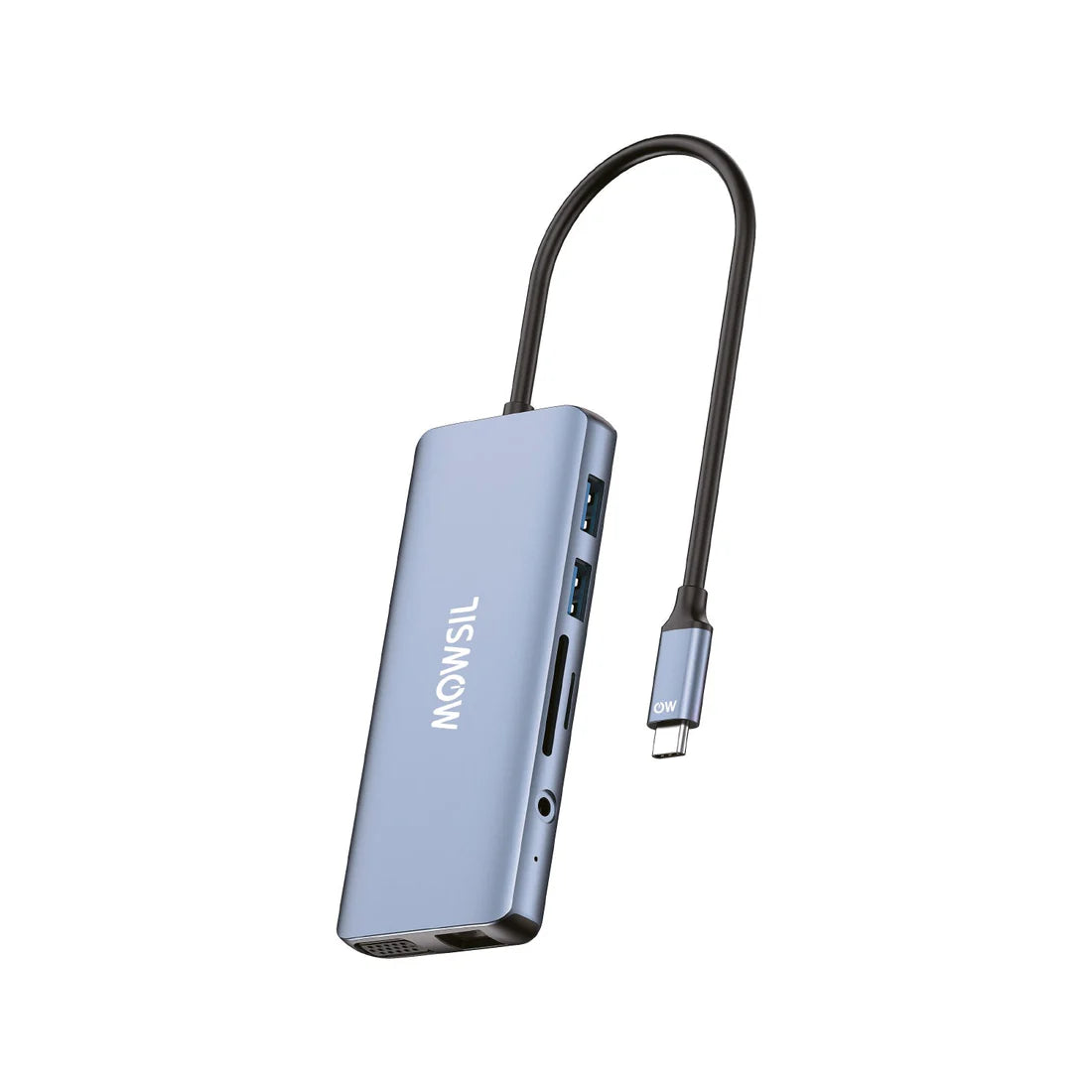 Mowsil 11-in-1 USB-C Hub Docking Station - HDMI / VGA / RJ45 / USB / Type-C / SD / TF / Silver