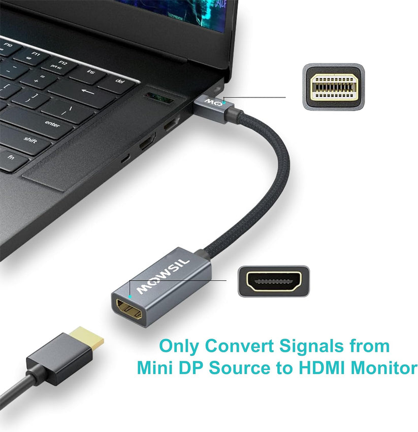 Mowsil Mini DisplayPort to HDMI Adapter - 4K / Grey