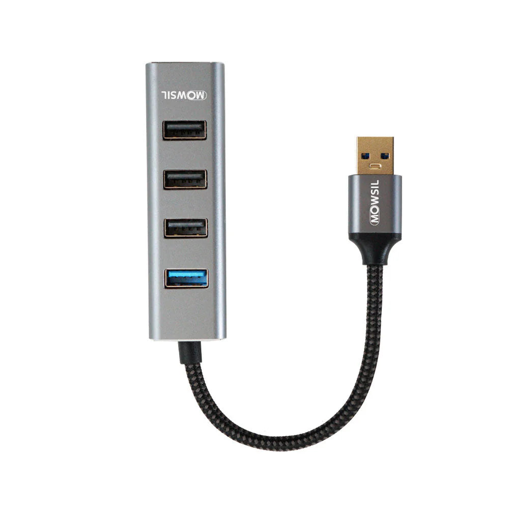 Mowsil 4-Port USB 3.0 Hub - 5Gbps / USB-C / USB-A / Silver