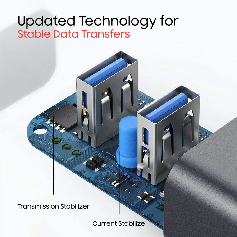Mowsil 4-Port USB 3.0 Hub - 5Gbps / USB-C / USB-A / Silver