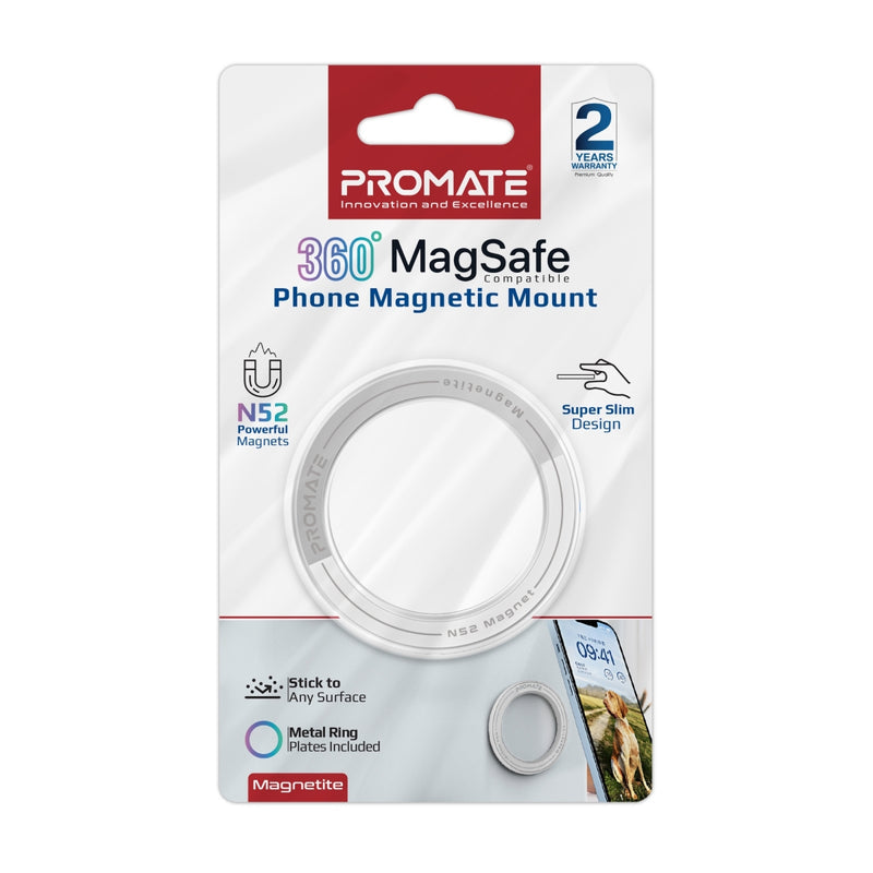 Promate Magnetite 360°  MagSafe Compatible Phone Magnetic Mount - White