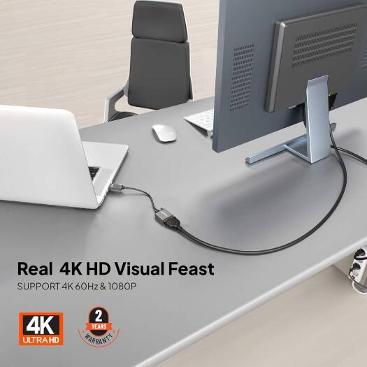 محول HDMI إلى VGA من موصيل، بدقة 1080p، باللون الرمادي