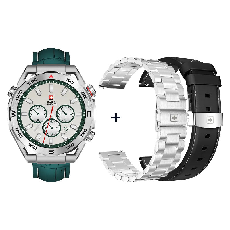 Swiss Military DOM 3 Silicone Strap With 2 Premium Straps - Green / Smart Watch Smart Watches > Offer Zone