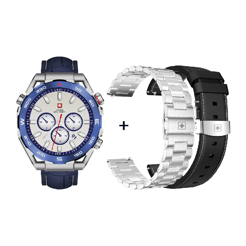 Swiss Military DOM 3 Silicone Strap With 2 Premium Straps - Blue / Smart Watch Smart Watches