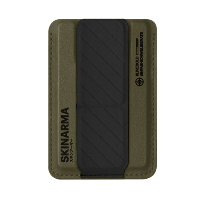 SKINARMA Kado Mag-Charge Card Holder with Grip Stand - Olive Accessories > Mobiles & Tablets > Mobiles > Mobile Holder