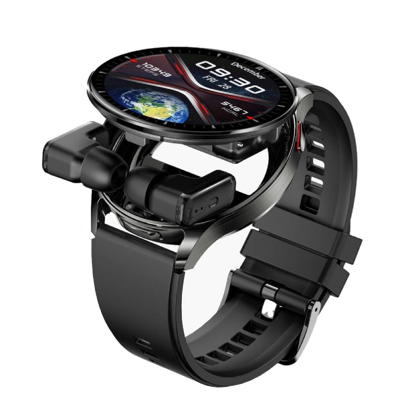 Porodo Pulse Smartwatch With Earbuds - 300mAh / Black Smart Watches