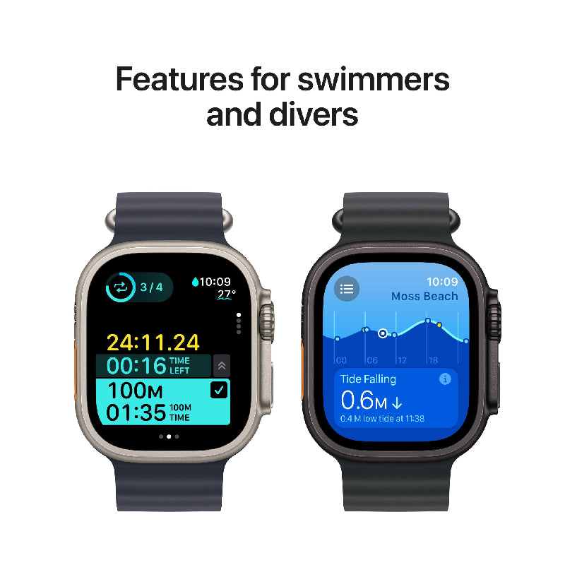 Apple Watch Ultra 2 - LTPO OLED / 64GB / 49mm / Bluetooth / Wi-Fi / Cellular / Medium/Large Natural Titanium / Blue
